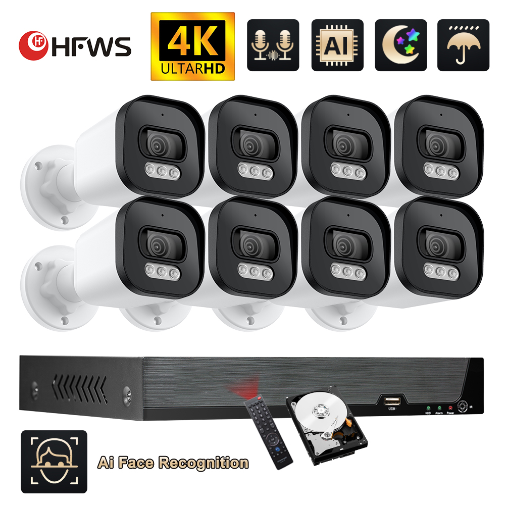 Ip Camera Outdoor 4K - Hfws cctv camera security system kit