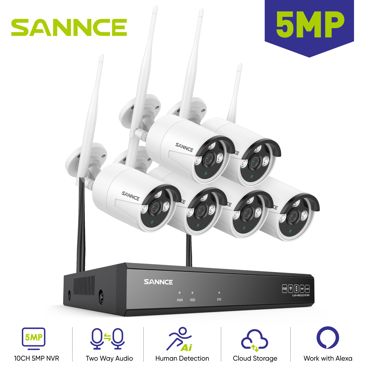 SANNCE 6PCS 5MP Wifi Camera IP - огляд і ціна Home Security Nvr